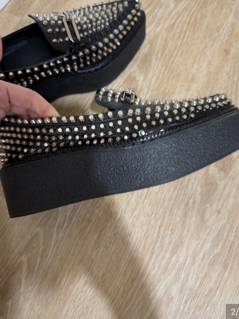 Jeffrey Campbell Black Studded Loafer - Picture 2 of 5